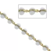 Cadena de fantasía 3mm con cuentas resina epoxi x50cm - Blanco - Dorado x50cm