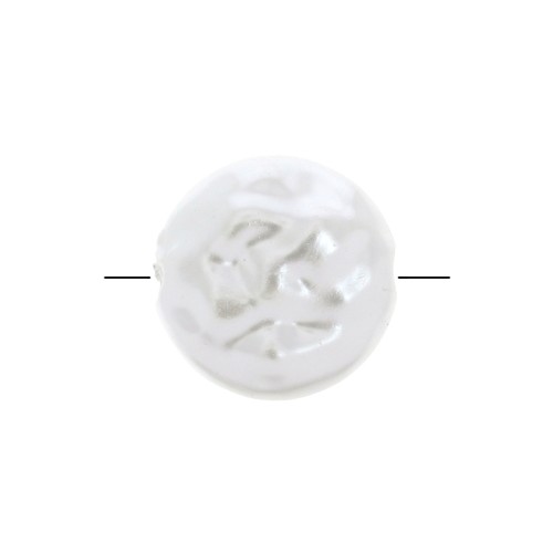 Cuenta irregular imitación nácar 18 mm - Blanco x4