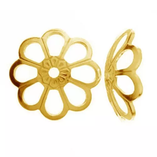 Casquillas filigranadas 8 mm de Plata 925 Dorado al oro fino x10