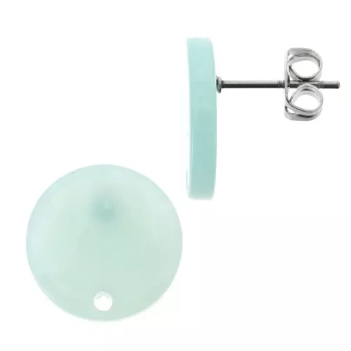 Pendientes acetato de celulosa 15 mm Imitación Concha Tortuga - Mint nacré x2