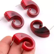 Pendientes escargot acetato de celulosa de cellulose 29x12 mm - Rojo - Negro x2