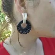 Pendientes escargot acetato de celulosa de cellulose 29x12 mm - Rojo - Negro x2