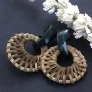 Pendientes escargot acetato de celulosa de cellulose 29x12 mm - Rojo - Negro x2