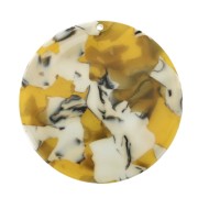 Colgante redondo acetato de celulosa de cellulose 35 mm - Imitación De Concha De Tortuga Ocre - Blanco x1|raw }}