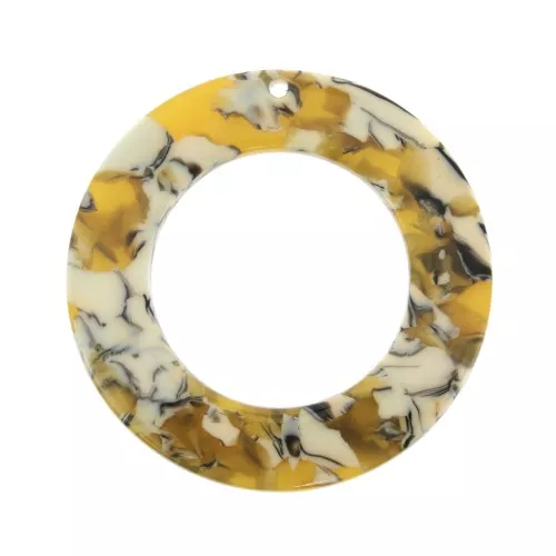 Colgante acetato de celulosa - Imitación De Concha De Tortuga Ocre - Blanco x1