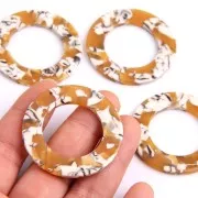 Colgante acetato de celulosa - Imitación De Concha De Tortuga Ocre - Blanco x1