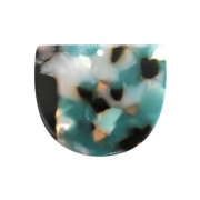 Colgante media luna acetato de celulosa 29x34 mm  Turquesa - Blanco x1|raw }}