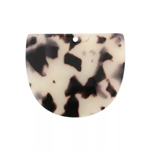 Colgante media luna acetato de celulosa 29x34 mm Beige - Negro x1