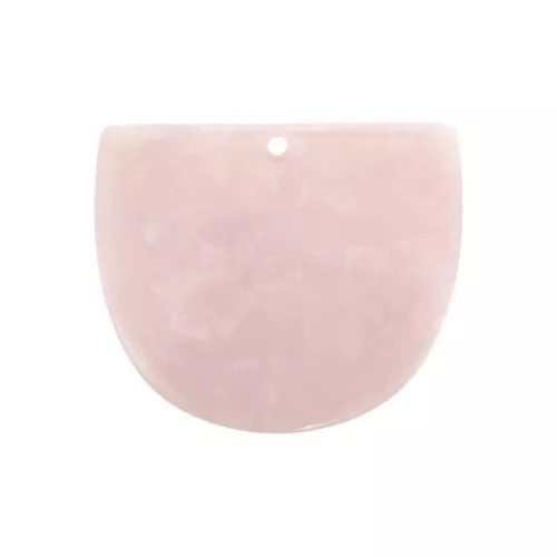 Colgante media luna acetato de celulosa 29x34 mm Rosa nacarado x1