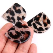 Colgante media luna acetato de celulosa 29x34 mm - Leopardo Negro - Marrón x1