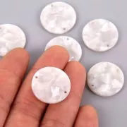 Dije redondo acetato de celulosa 20 mm Imitación Concha Tortuga Blanco nacaradox1