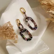 Colgante XXL acetato de celulosa 62x26 mm Imitación Concha De Tortuga - nacaradox1