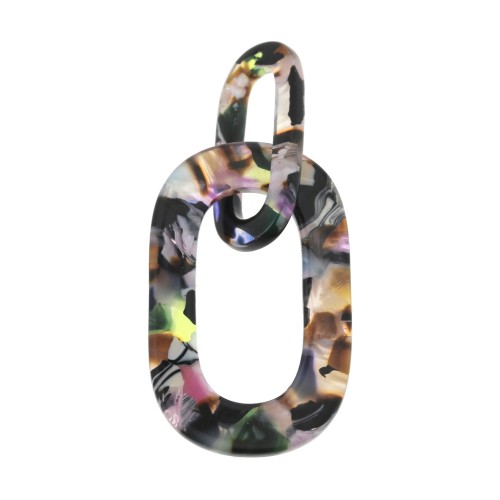 Colgante XXL acetato celulosa 62x26 mm Imitación Concha De Tortuga Morado Marrónx1