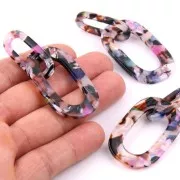 Colgante XXL acetato celulosa 62x26 mm Imitación Concha De Tortuga Morado Marrónx1