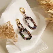 Colgante XXL acetato celulosa 62x26 mm Imitación Concha De Tortuga Morado Marrónx1