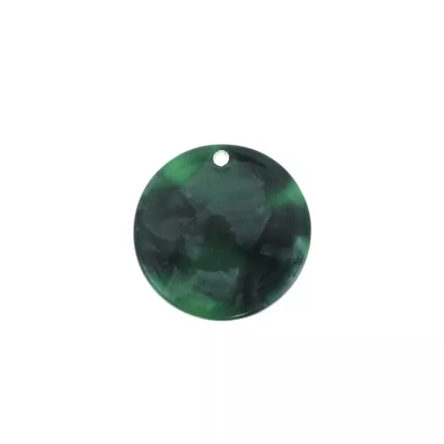 Dije redondo acetato celulosa 18.5 mm Imitación Concha - Verde oscuro - Negro x1