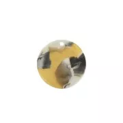 Dije redondo acetato de celulosa 18.5 mm Imitación De Concha De Tortuga - Ocre - Blanco x1