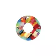 Colgante círculo calado acetato de celulosa 26 mm Imitación De Concha De Tortuga - Multicolor x1