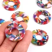 Colgante círculo calado acetato de celulosa 26 mm Imitación De Concha De Tortuga - Multicolor x1