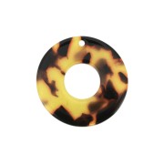 Colgante círculo calado acetato de celulosa 26 mm Imitación De Concha De Tortuga - Marrón - Negro x1|raw }}