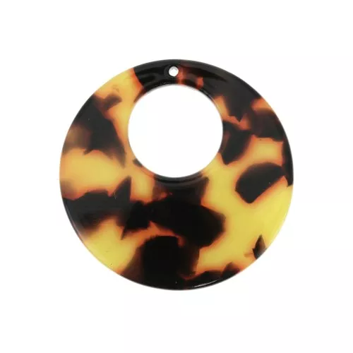 Colgante - pendientes acetato de celulosa 35mm Imitación De Concha De Tortuga Marrón - Negro x1