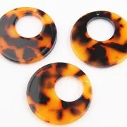 Colgante - pendientes acetato de celulosa 35mm Imitación De Concha De Tortuga Marrón - Negro x1