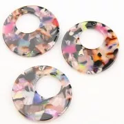 Colgante - pendientes acetato de celulosa 35mm Imitación De Concha De Tortuga Marrón - Rosa x1