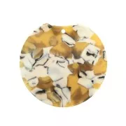 Colgante disco cortado acetato de celulosa 35x36.5 mm Imitación De Concha De Tortuga Ocre - Blanco x1