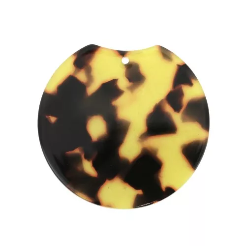 Colgante disco cortado acetato de celulosa 35x36.5 mm Imitación De Concha De Tortuga Marrón - Negro x1