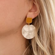 Colgante disco cortado acetato de celulosa 35x36.5 mm Imitación De Concha De Tortuga Blanco nacaradox1