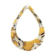 Colgante gota calado acetato de celulosa 46x33 mm Imitación De Concha De Tortuga Ocre - Blanco x1|raw }}