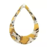Colgante gota calado acetato de celulosa 46x33 mm Imitación De Concha De Tortuga Ocre - Blanco x1
