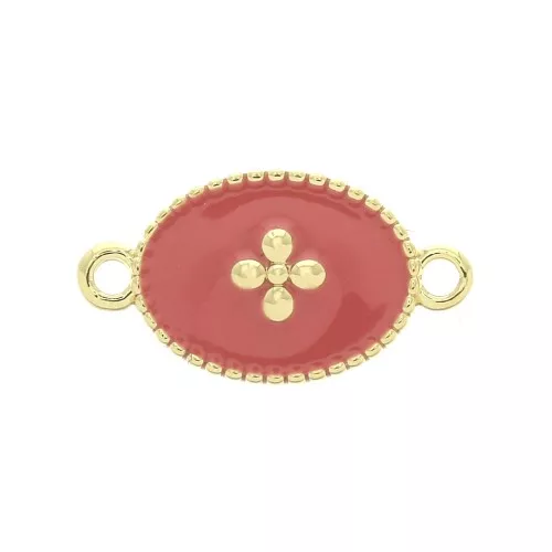 Entrepieza ovalado motivo cruz resina epoxi 15x8.5mm Dorado con oro fino con oro fin- Corail x1