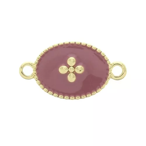 Entrepieza medalla ovalado motivo cruz resina epoxi 15x8.5mm Dorado con oro fino - Vieux Rosa