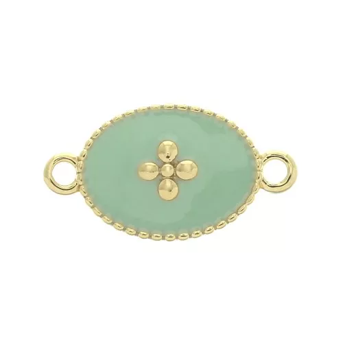 Entrepieza medalla ovalado motivo cruz resina epoxi 15x8.5mm Dorado con oro fino - Mint x1
