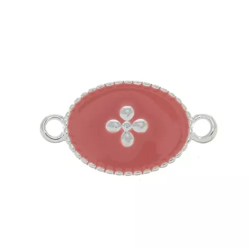 Entrepieza medalla ovalado motivo cruz resina epoxi 15x8.5mm chapado en plata fina- Corail x1