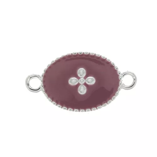 Entrepieza ovalado cruz resina epoxi 15x8.5mm chapado en plata fino Vieux Rosa