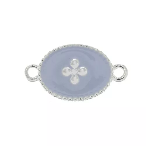 Entrepieza ovalado cruz resina epoxi 15x8.5mm chapado en plata fina- Violeta claro