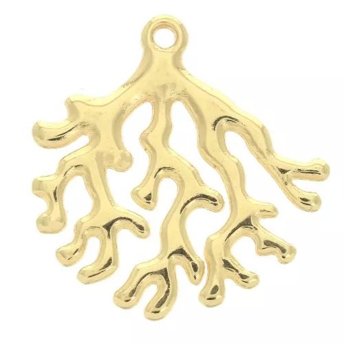 Colgante coral de zamac 30x29 mm - Dorado con oro fino x1