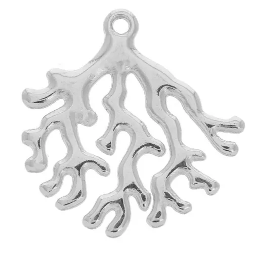 Colgante coral de zamac 30x29 mm - Chapado Plateado envejecido x1