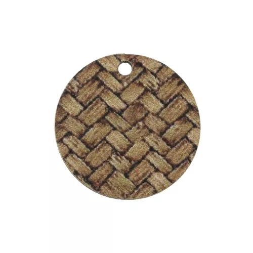 Dije redondo de madera tintado efecto trenzado 13 mm - Marrón claro - Natural x1