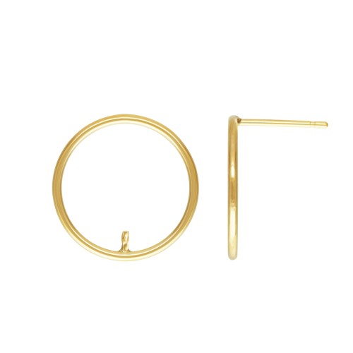 Pendientes círculo calado 15 mm para piedra mitad agujeada - Gold Filled x2