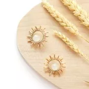 Pendientes círculo calado 15 mm para piedra mitad agujeada - Gold Filled x2