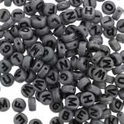 Surdido de 200 cuentas letras redondas alfabeto 7 mm Gris oscuro - Negro