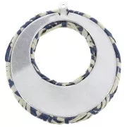 Colgante - pendientes de metal y rafia trenzado 43x41mm - Azul - Beige x1