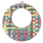 Colgante - pendientes de metal y rafia trenzado 43x41 mm - Multicolor x1|raw }}