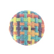 Cabuchón redondo a pegar de metal y rafia trenzado 20 mm - Multicolor x1|raw }}