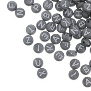 Surdido de 200 cuentas letras redondas alfabeto 7 mm Gris oscuro - Blanco