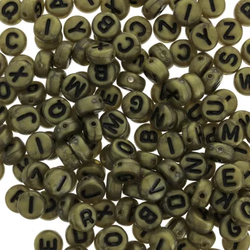 Surdido de 200 cuentas letras redondas alfabeto 7 mm Bronze - Negro