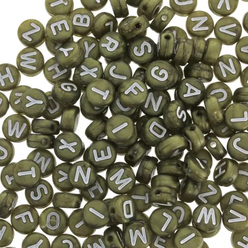 Surdido de 200 cuentas letras redondas alfabeto 7 mm Bronze - Blanco